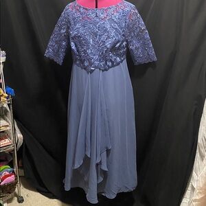 NWT just fashion now purple lace lined 3/4 sleeve midi dress L